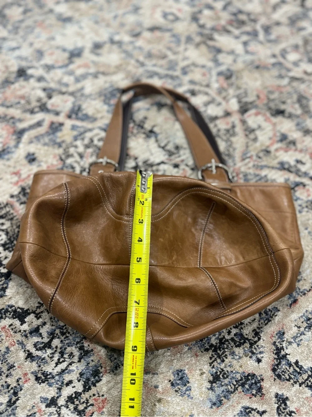 Coach 9547 Vintage Large Tan Leather Handbag Shoulder Saddle Hobo Bag carry all